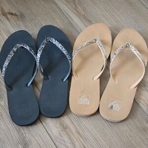 Reef Women's Glitter Strap Sandals - Black and Tan